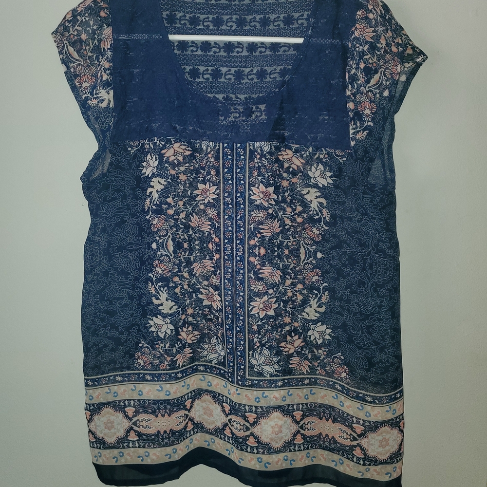 Sweet Wanderer Blue Cap Sleeve Bib Collar Blouse